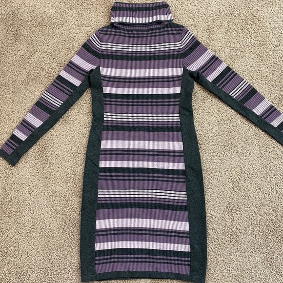 𝅺Etcetera Women’s Purple Grey Knit Turtleneck Knee Length Sweater Dress sz S - Picture 1 of 10